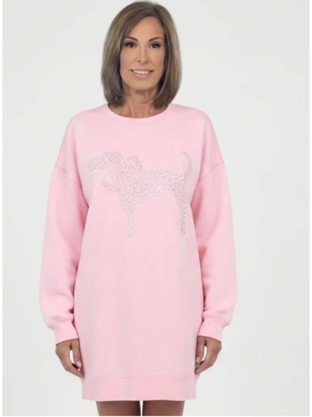 LoveShackFancy x PINK Collaboration Bling Dog Sweatshirt Pink Lollipop Medium NW